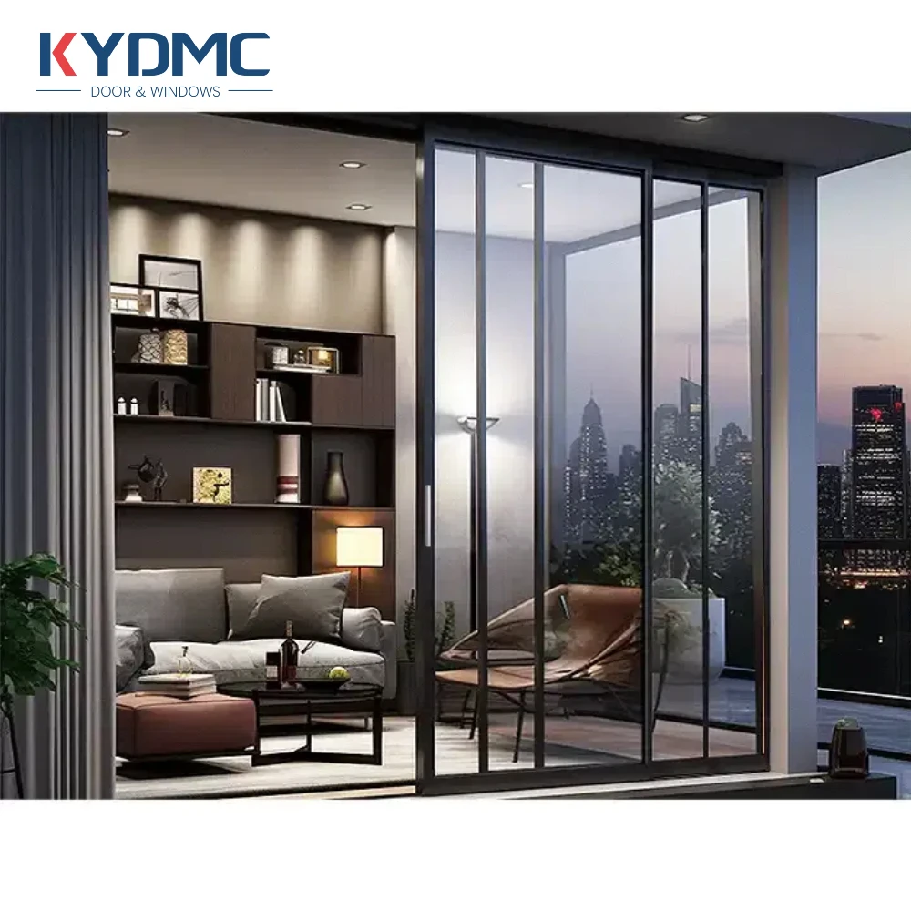 modern oversized 3 pane double glazed ultra slimline sightline/frame aluminium sliding glass doors