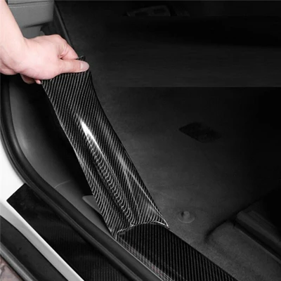 MANCAI 3/5/7/10m Auto Bumper Door Sill Protection Anti-stepping Car Decoration 3D Carbon Fiber Tape