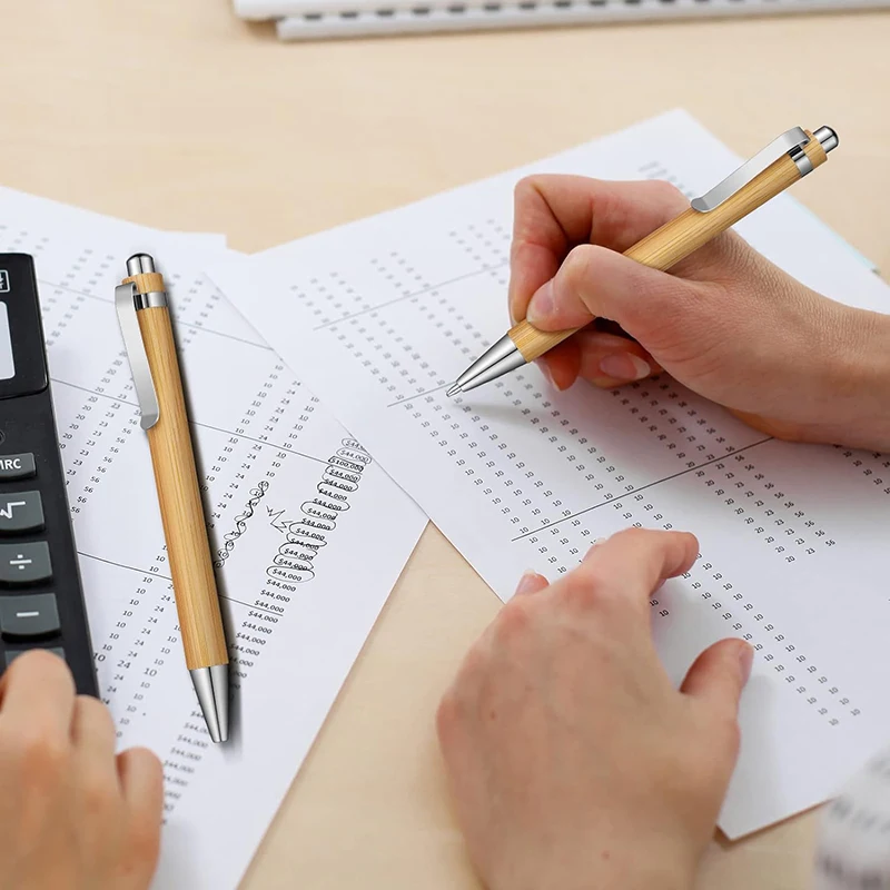 CJ428 Printed Engraved Custom Logo ball Pen Box For Press Advertising Office School Business Gift Wood Ballpoint Pen Bamboo pen