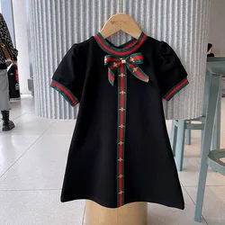 New Arrivals Brands Little Girl Cute Casual Dress Short Sleeve Crew Neck Streetwear Summer Shirt Girls Dress
