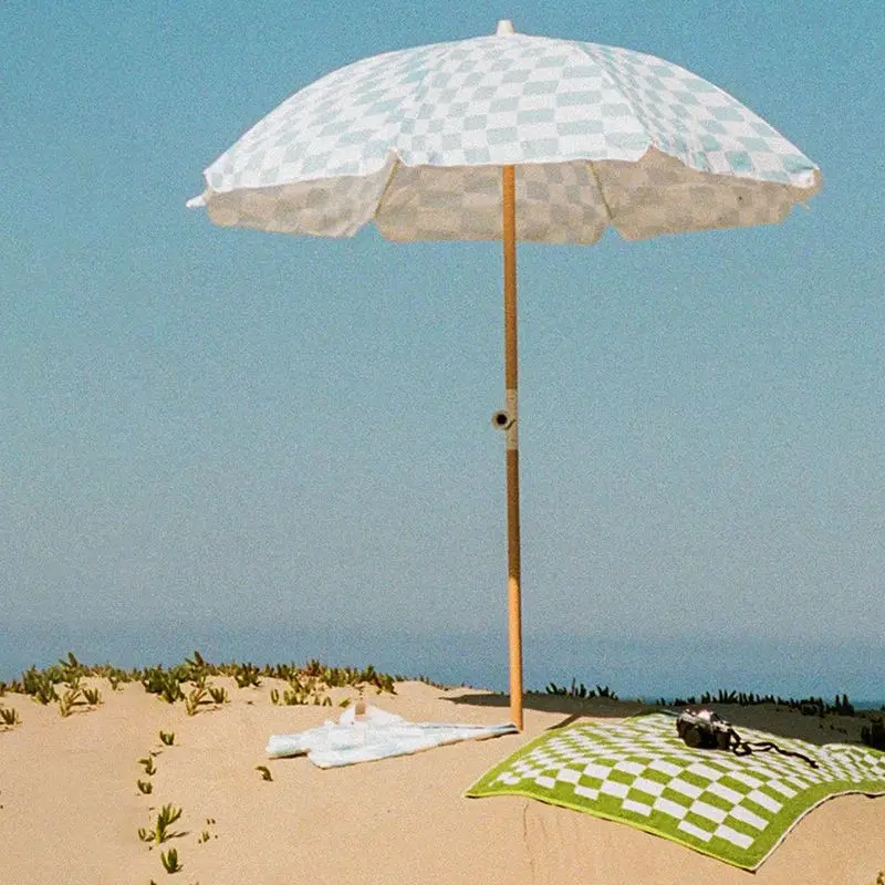 wholesale 100% cotton bind canopy beach essentials sun umbrella boho recycled material fringe parasol with carrying bag