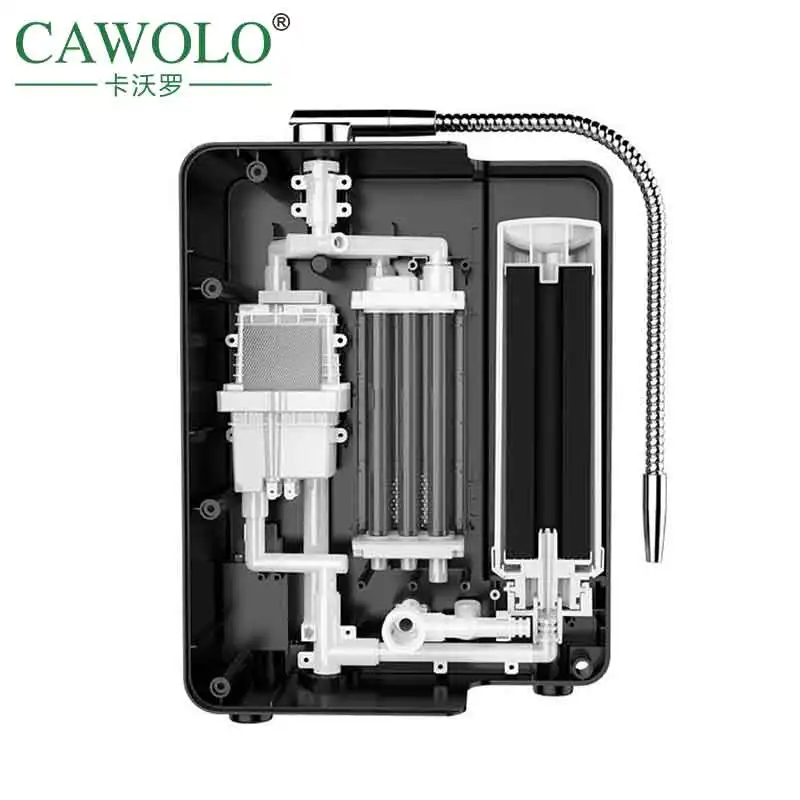 11 plates water ionizer alkaline machine and pre-filter purifier machine countertop version with hot heater OEM