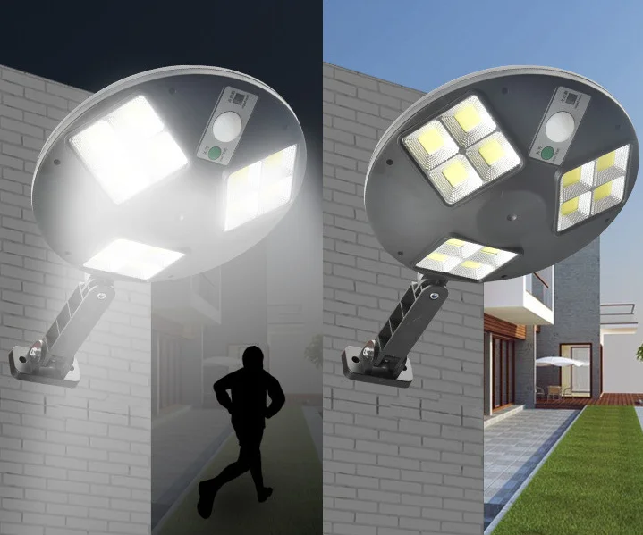 New round solar human body induction street lamp wall light with remote control outdoor courtyard rain lighting street light