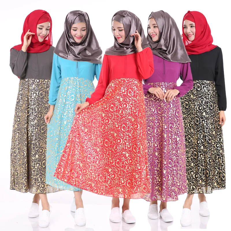 Chiffon Dresses Muslim Silk Muslim Long Sleeve Dress Islamic Clothing Robe Chiffon Dress Baju Kurung Women Abaya No Hijab