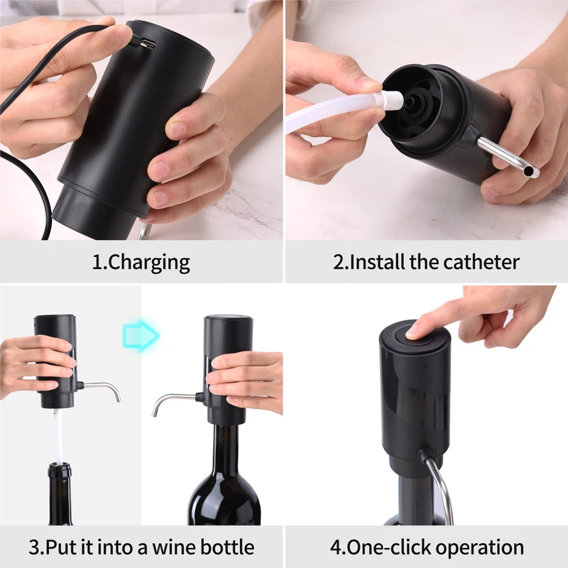 Most Favorable Lithium Battery Rechargeable Electric Wine Aerator Pourer and Dispenser KD-7
