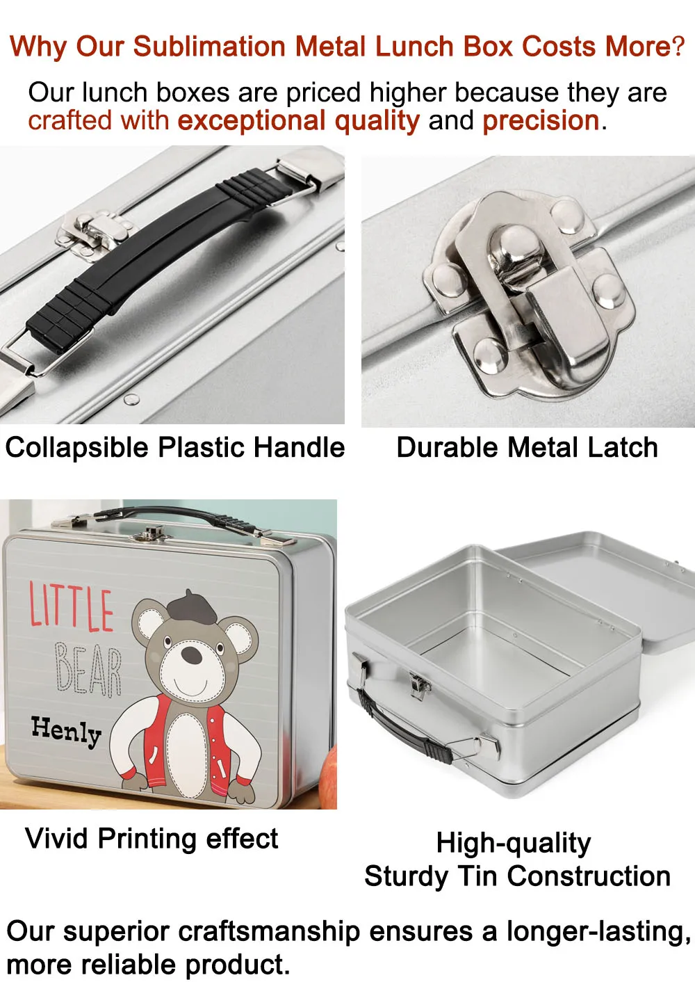 Wholesale Blank Diy Personalized Rectangular Portable Heated Reusable Sublimation Metal Lunch Box With Aluminum Sheet