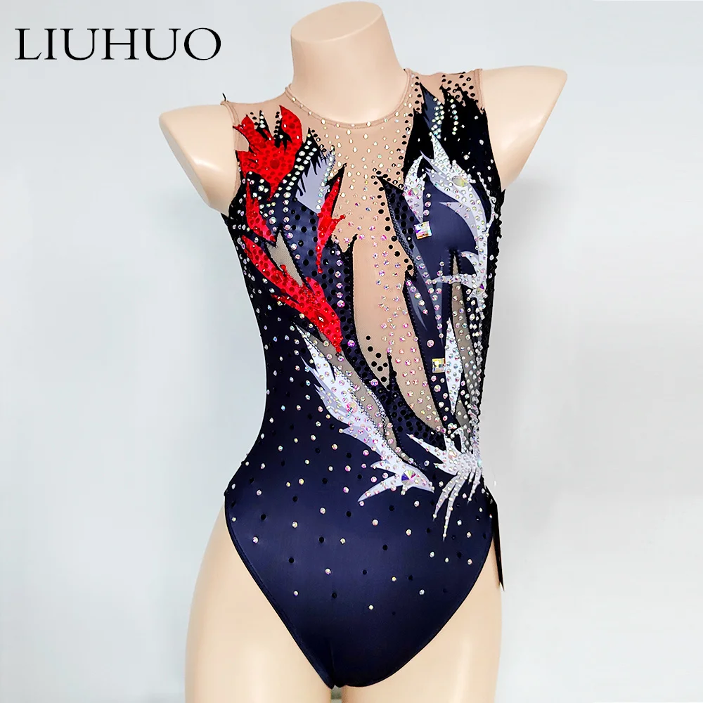 LIUHUO Custom Rhythmic Gymnastics Leotards Manufacturers Direct Sales Artistic Gymnastics Wear Competition Clothes Black