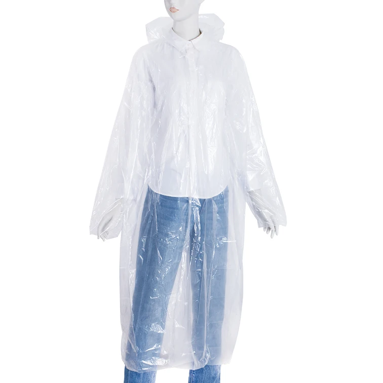 BSCI factory Promotional Wholesale  PE Clear Raincoat Rain Poncho With Hood