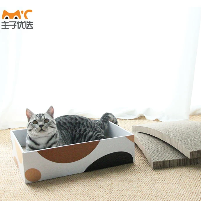 The box can replace the scratching board triplex in 1 Cat Scratch Pad with Box Cat Scratcher Cardboard