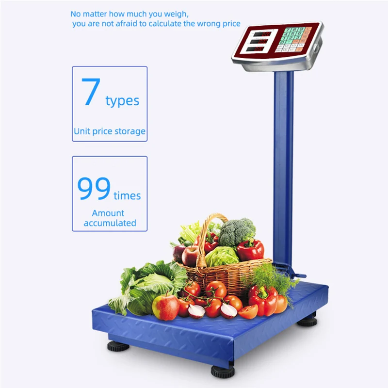 multifunctional 150/300kgs Lcd display household scales Fruits vegetables pig weighing scale with pricing