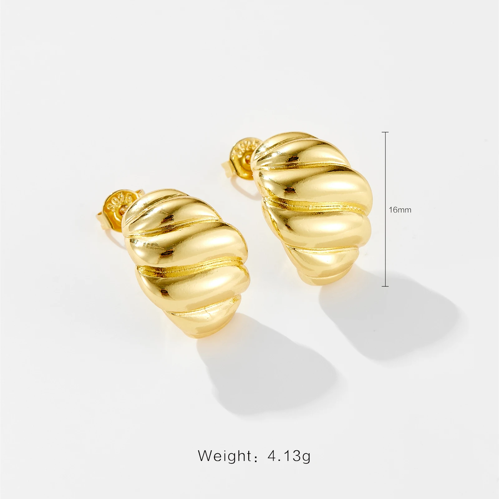 FUAMAY Aretes De Oro Cheap Brass Crosissant Hoop Earrings Large Woman Puffy Earrings