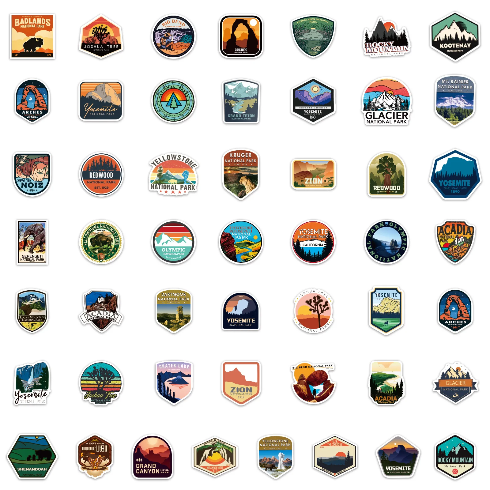 ZY3152X 50Pcs Cartoon Natural Park Scrapbook Graffiti DIY Stickers Decorative Guitar Laptop Luggage Vinyl Waterproof Stickers