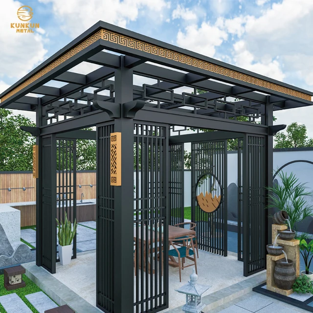 Hot selling gazebo 4x4 full aluminum patio outdoor gazebo for park rest  Aluminium pavilion