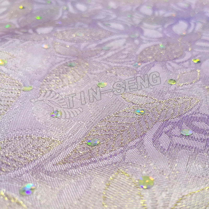 Lavender Acetate Jacquard Fabric for Evening Dress