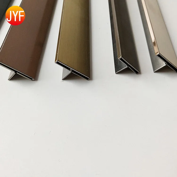 
S04107 Best Selling 316 Brushed Stainless Steel Tiles Brass Color Hairline Stainless Steel T Trim For Ceiling And Wall 