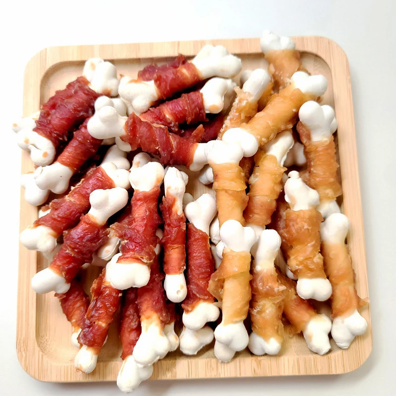 Dog Chew Sticks Dry Snacks Cleaning Teeth Food Duck Chicken Wrap Calcium Bone