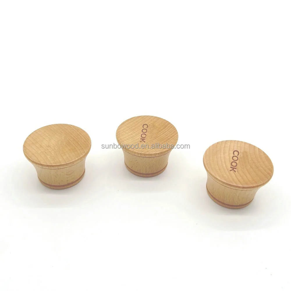 factory custom  carved logo  wooden knob handle use for pot  kitchenware knob furniture handle knob