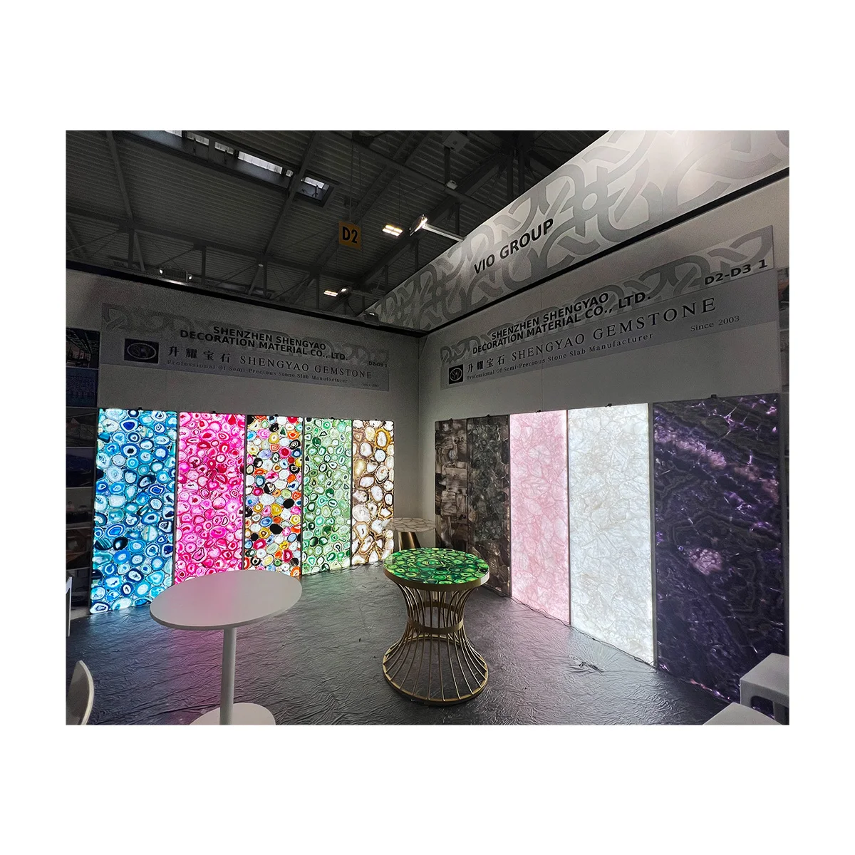 Natural Gemstone Product Backlit Pink Blue Agate Stone Decorative Wall Panel With Light