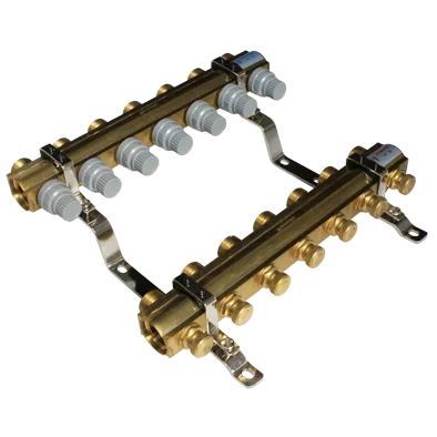 HF216B 7 way underfloor heating water mixing temperature control distribution center brass manifolds