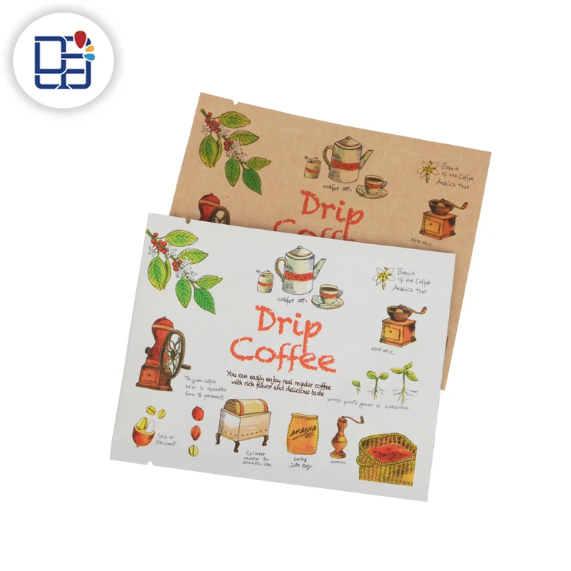 Custom Printing Matte Aluminum Foil Sachet Heat Seal Hanging Ear Drip Coffee Filter Bag Coffee Powder Bag