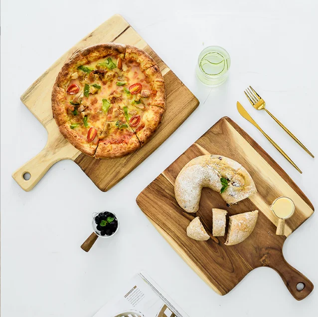 Pizza Dim Sum Fruit Cutting Chopping Western Food Bread Steak Solid Round Souvenir Wooden Trays And Serving Square Boards