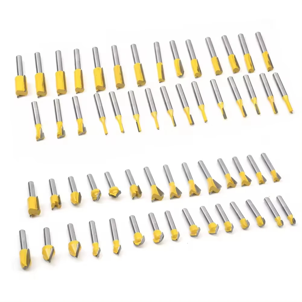 PEXMIENTAS100pcs 6 mm router bits set tungsten carbide woodworking  CNC solid carving bits carbide router bit set