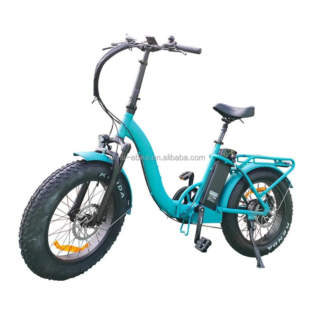 Customized Green E Bike 48v 500w Folding Fat Tire Womens Electric Bike