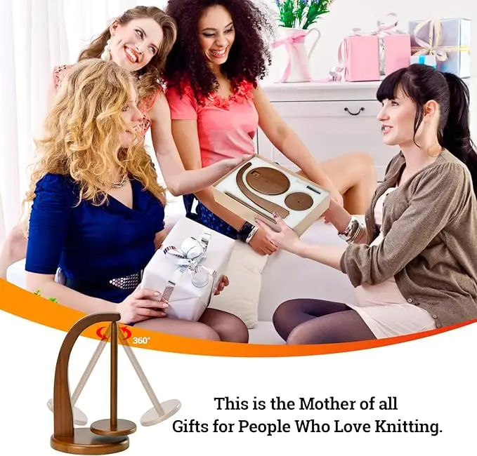 Yarn holder for knitting and crochet, crochet Gift for knitters, Wooden yarn turntable (Walnut wood color)