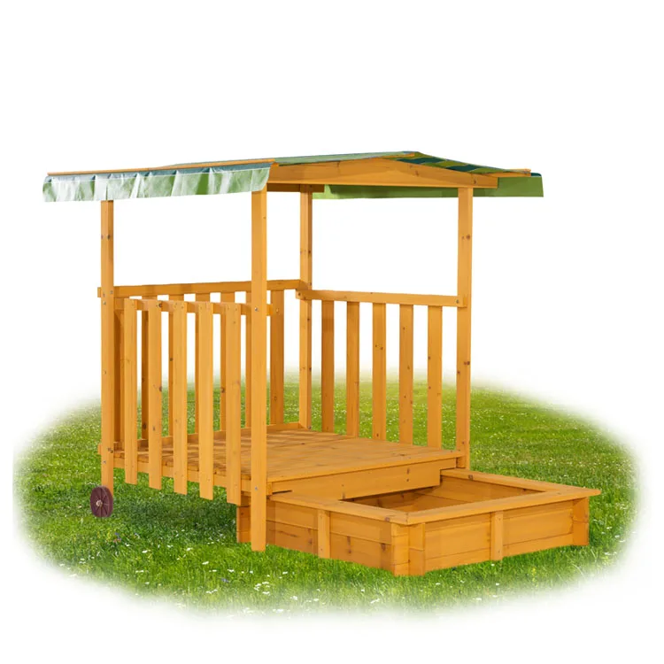 Factory Direct Good Quality Outdoor Decoration Sandpit Play Outdoor Toys Playground Wooden Sandbox with Canopy Roof for Kids