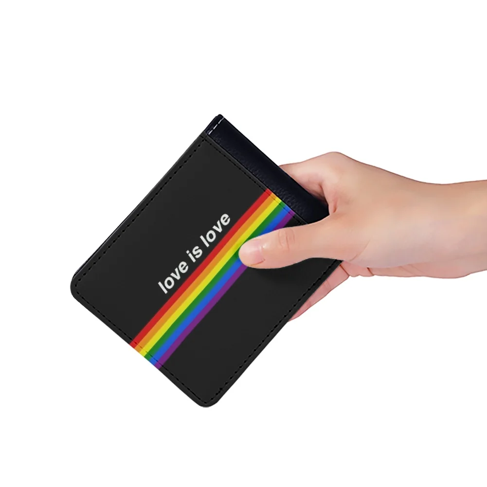 Wholesale LGBT Pride Gay Love Lesbian Rainbow Design Print Same-sex Friends Wallets For Man PU Leather Money Clip Custom Design