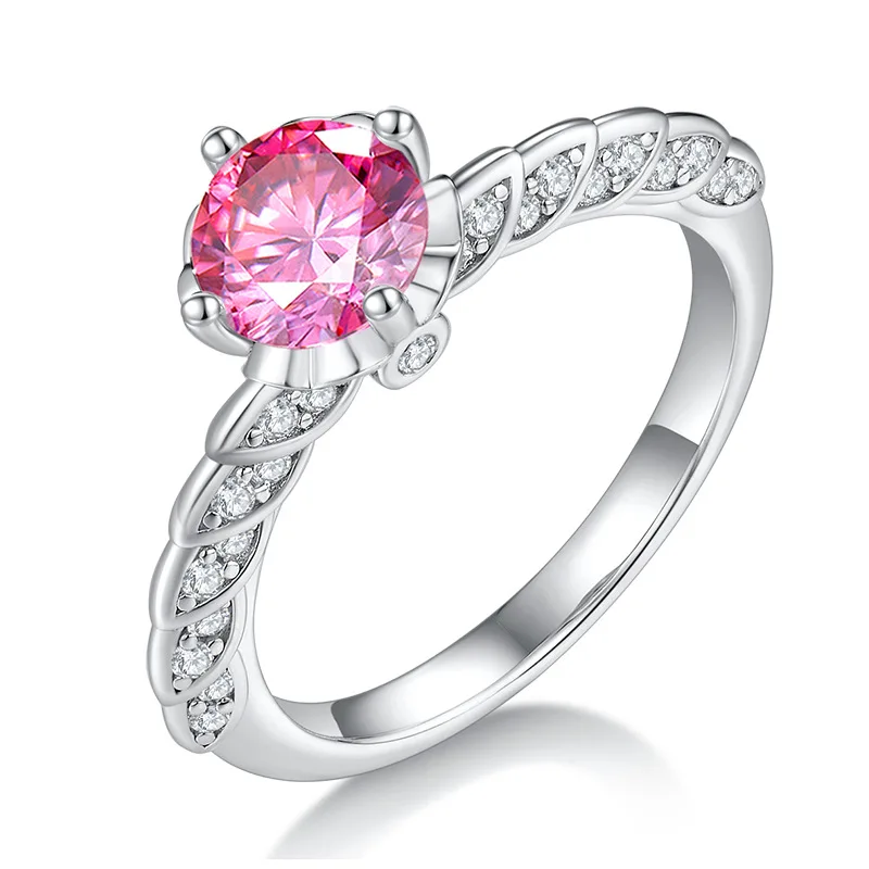 Moissanite Jewelry 14K White Gold Plated 1Ct Real S925 Sterling Silver Ring Market Diamond Engagement Wedding Rings For Women