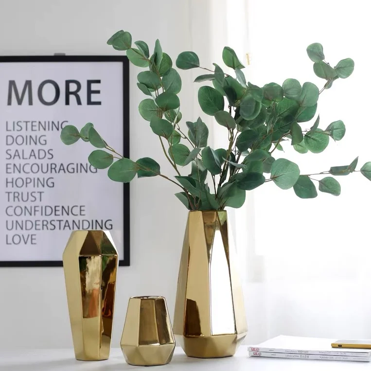 Wholesale luxury electroplate flower vase home living room tabletop decoration gold plating ceramic vases for flower.png
