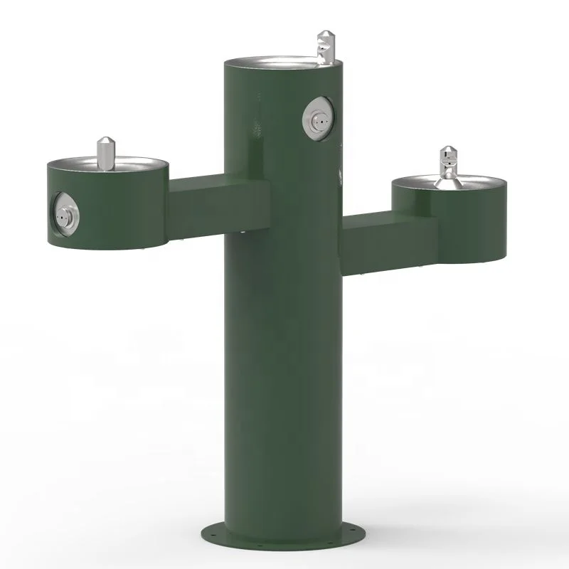 pedestal mounted outdoor drinking fountain, drinking fountain with bottle fillers