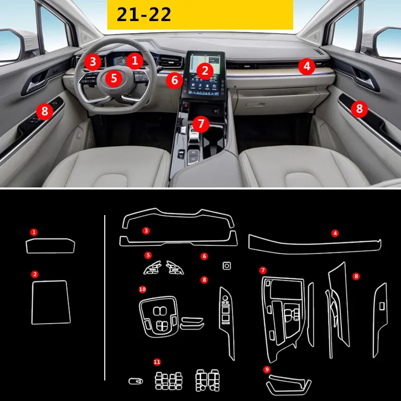 TPU Transparent Film for Hyundai Custo 2021 2022 Car Interior Sticker Center Console Gear Touch Screen Outlet Back Windows Panel