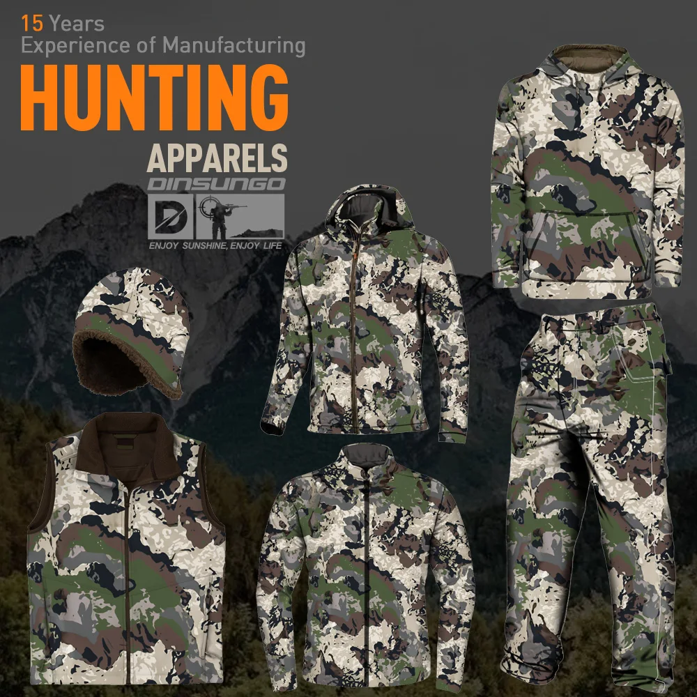 Warm fleece fabric  camouflage reflective hunting jacket hunting wear hunting clothes
