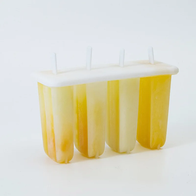 Safe Bpa Free Silicone 4 Cavities Plastic Ice Mold Cube Molds Creative Diy Popsicle Mold