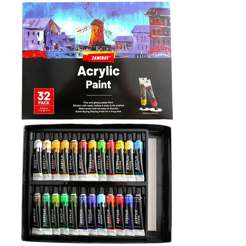 12ML High Quality Art Drawing Acrylic Paint Set Colors for Canvas Wood Fabric Ceramic and Crafts