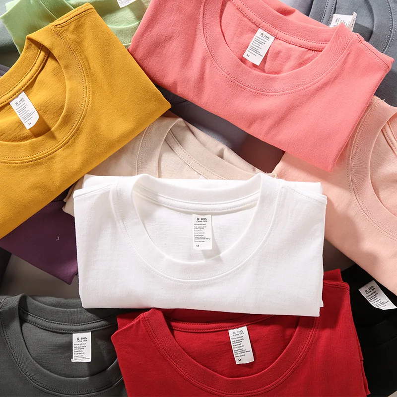 Custom logo new t shirt printing blank t-shirt 260g heavy 100 Combed cotton t shirt Camiseta hombre Design puff print t shirt