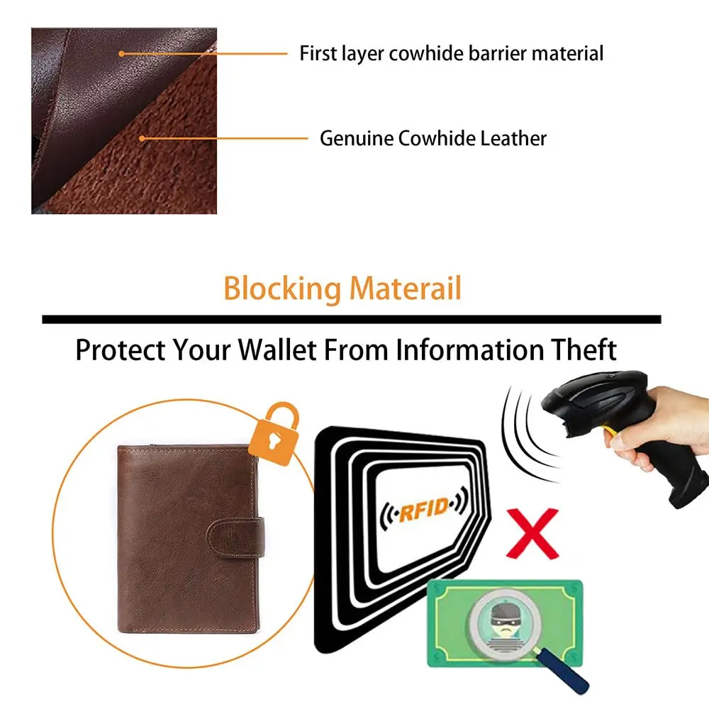 Retro Leather Case Case Mans Bifold Zipper Wallet With Coin Pocket RFID Blocking Custom Crazy Horse Leather Wallet