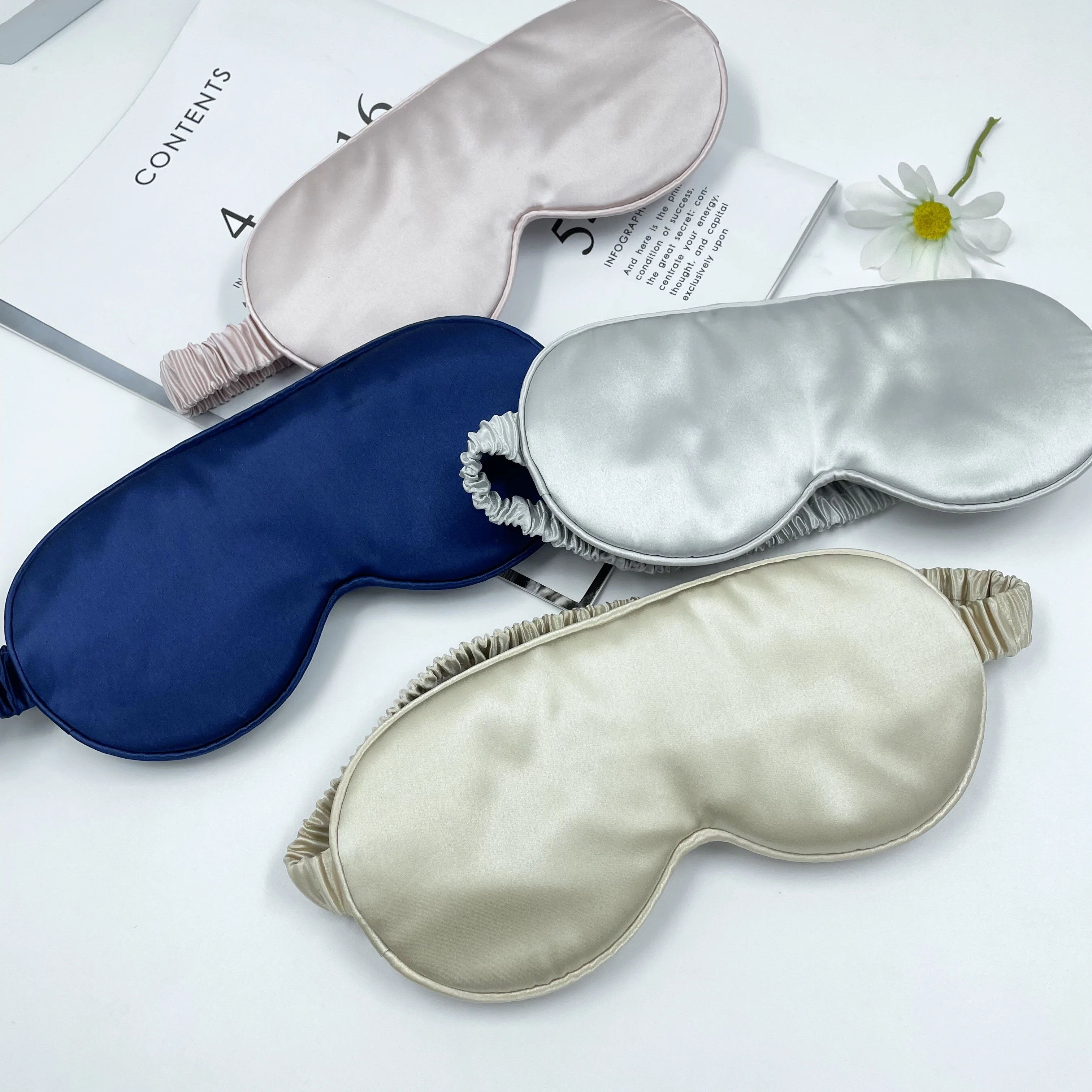 Custom 100% mulberry silk eyemask 16/19/22mm 3D Design Contour Eye Mask  lucky leaves embroidery silk sleep mask