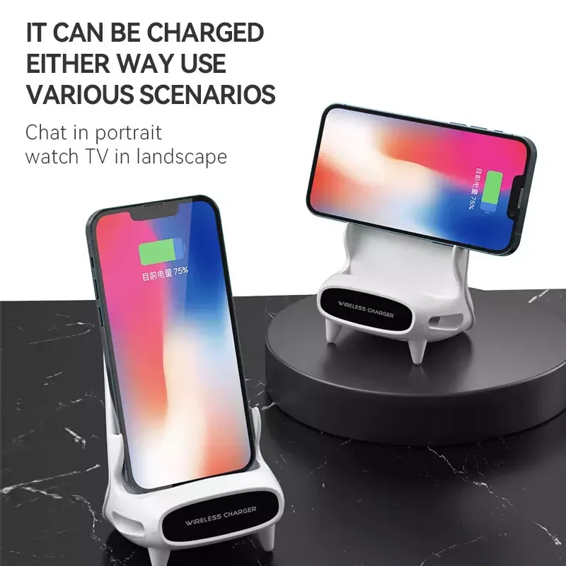 Desktop Vertical Fast Wireless Charger Qi Certified Wireless Charging Stand Compatible with iPhone 14/13/12 Samsung Galaxy