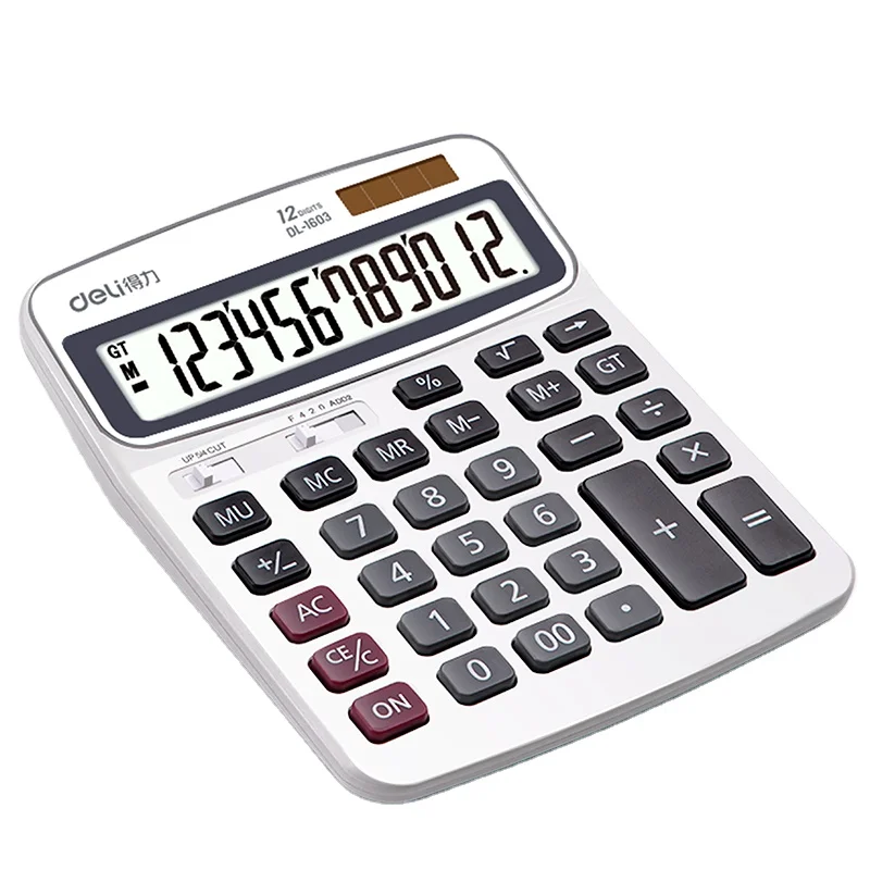 1603 гастронома широкоформатный Настольный калькулятор на солнечной батарее 12-значная металлическая панель финансовый офисный 40 шт. в картонной коробке