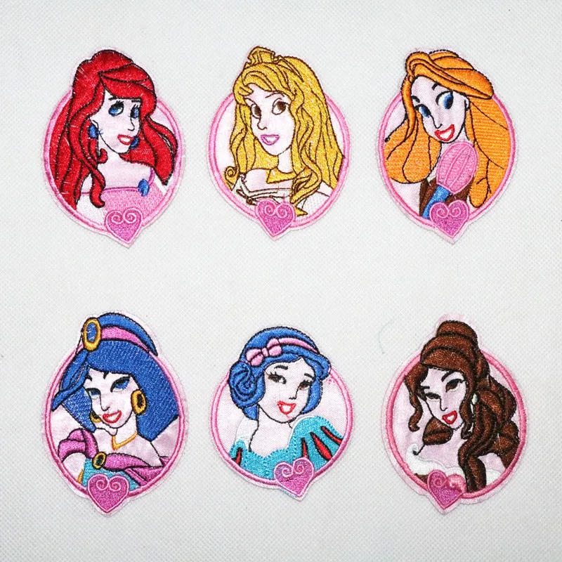 Модные Мультяшные принцессы тканевые наклейки Детские нашивки пользовательская Вышивка Одежда Декоративные нашивки