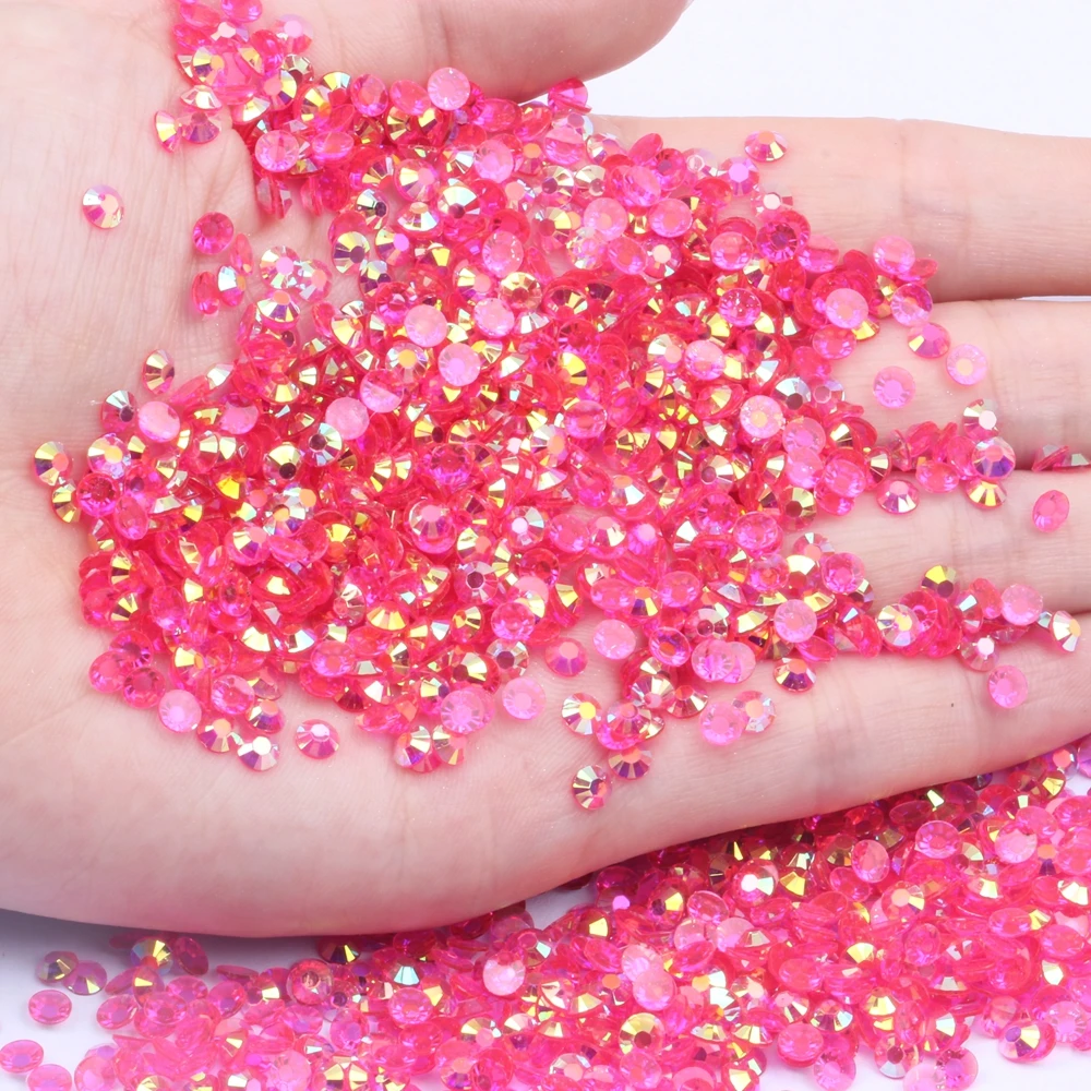 Sell Well 2-6MM Mix Size 1000PCS Flatback Clear AB Glue On Resin Rhinestones For DIY 3D Decorations Bulk Crystals Shoes