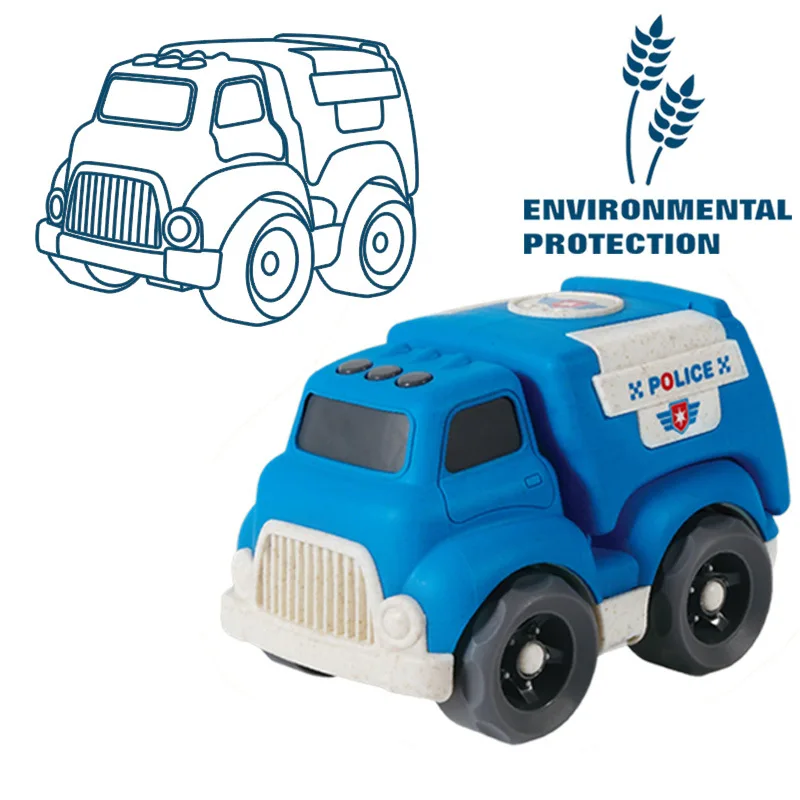 
Hot Sale eco Wheat Straw Beach Children Construction Cartoon kids Plastic Friction Car Model Truck Toys 