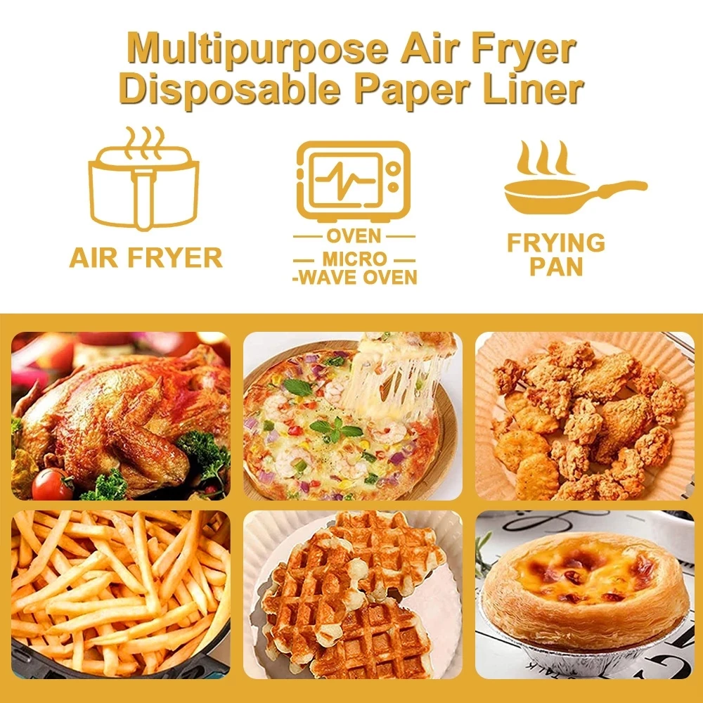Air Fryer Disposable Parchment Paper Liner Oil-proof Paper Tray Non-Stick Baking Mat Air Fryer Accessories SquareRound