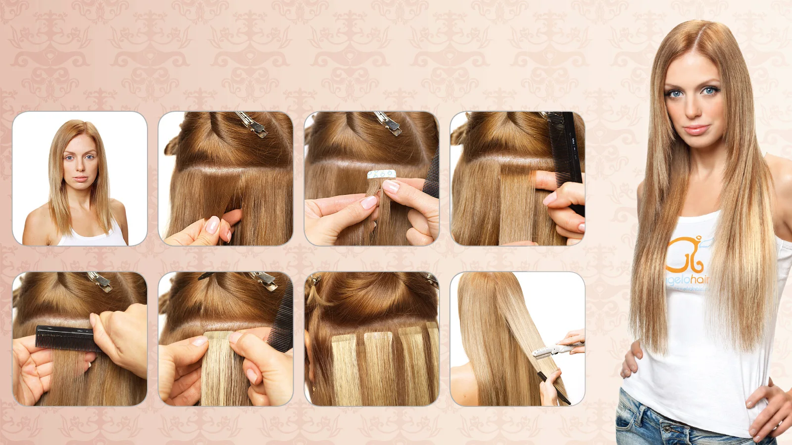 Replacement Waterproof  Tape Adhesive Precut Blue White for Tape Hair Extension