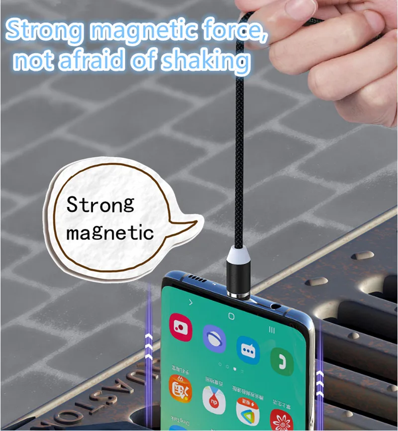 
360 Rotation Data Transfer 5A Quick Fast Magnetic Charging Cable For Micro USB Phone Magnet Charger Wire 