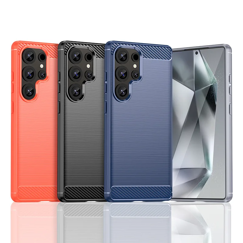 Carbon Fiber TPU Case for Samsung Galaxy S25 Ultra Shockproof Soft Back Cover