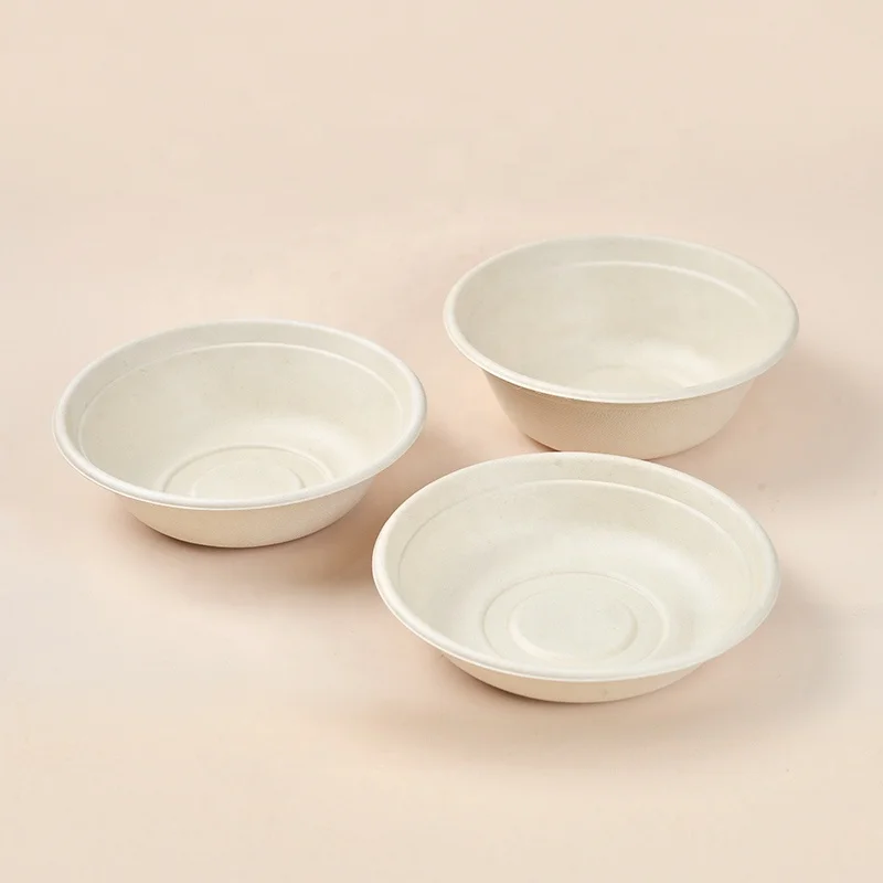 Eco Friendly Disposable Biodegradable Sugarcane Pulp Round Take Out Fast Food Compostable Packaging Bowl